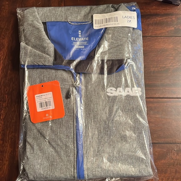 Ladies SAAB Heathered Colorblock Softshell Jacket - Picture 2 of 2